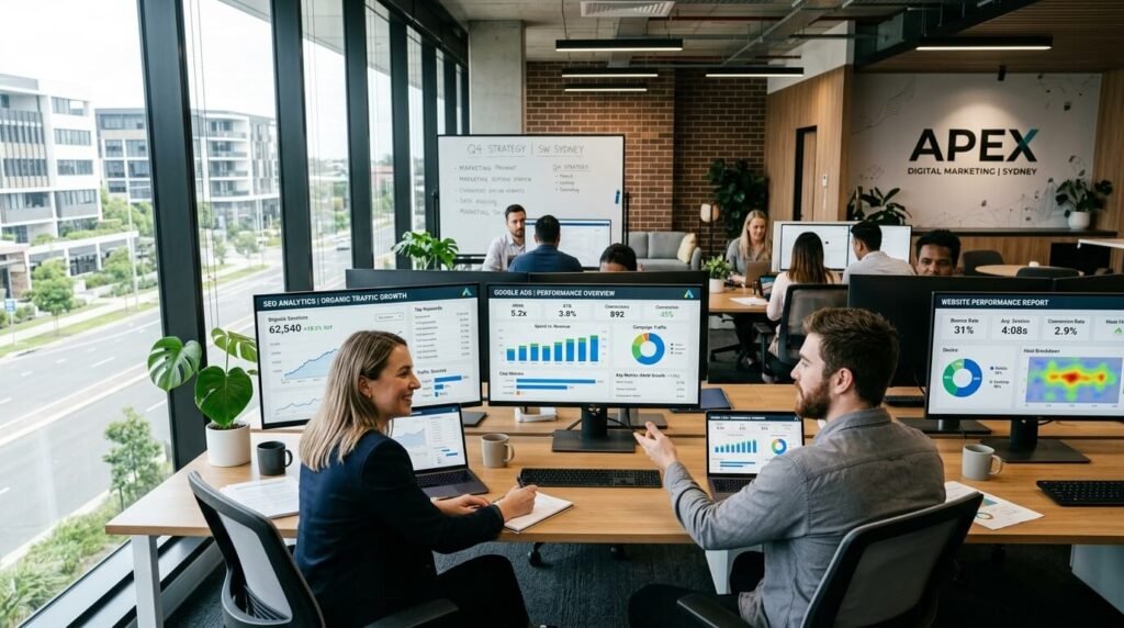 Digital marketing strategist analysing SEO growth for businesses in Airds Sydney