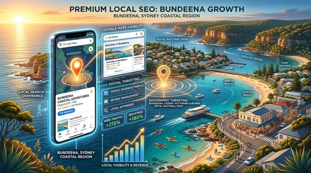 Local SEO optimisation concept showing Google Maps rankings for businesses in Bundeena Sydney