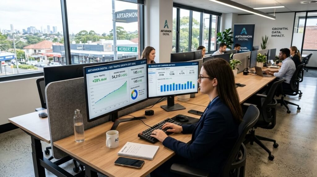 SEO strategist analysing business growth and digital marketing analytics for companies in Artarmon Sydney