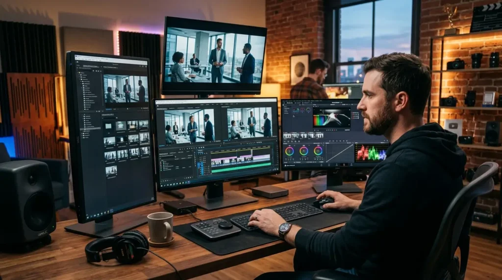 Video Editing Services in Abbotsbury Sydney professional editing workspace