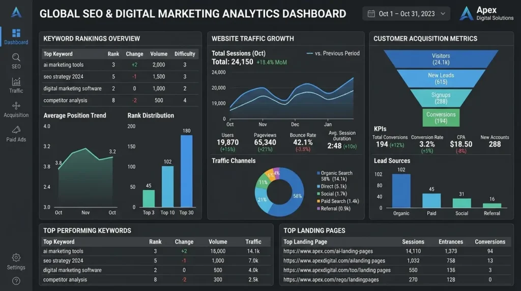 Digital Marketing Agency in Brooklyn Sydney SEO analytics dashboard