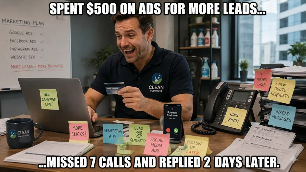 Cleaning business owner missing calls and losing leads due to slow follow-up