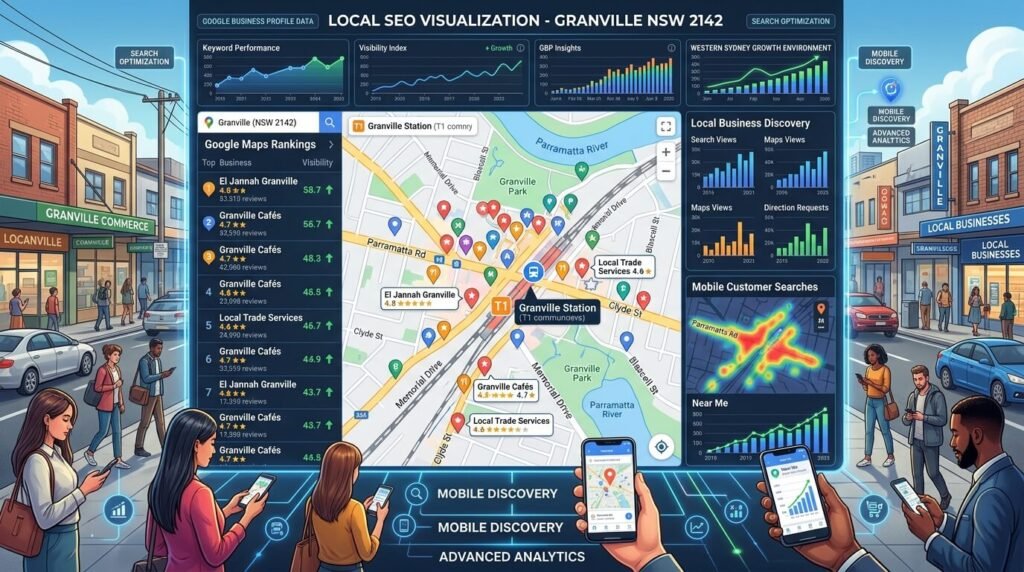 Local SEO services in Granville Sydney improving Google Maps rankings and local search visibility