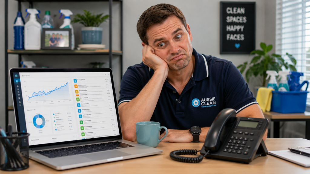 Cleaning business owner waiting for referrals while ignoring online enquiries