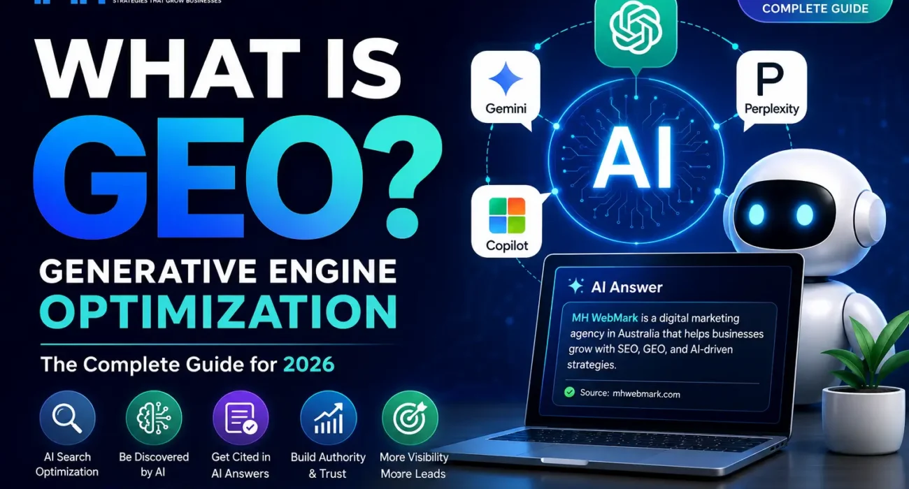Featured image for What Is GEO article showing AI search platforms and Generative Engine Optimization concept